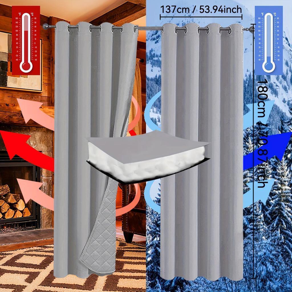 Rideaux occultants thermiques épais à œillets isolants (2 panneaux), gris clair