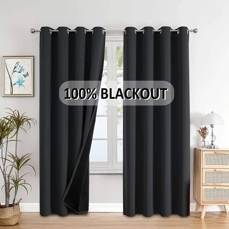 Rideaux occultants 100 % blackout à œillets, noir