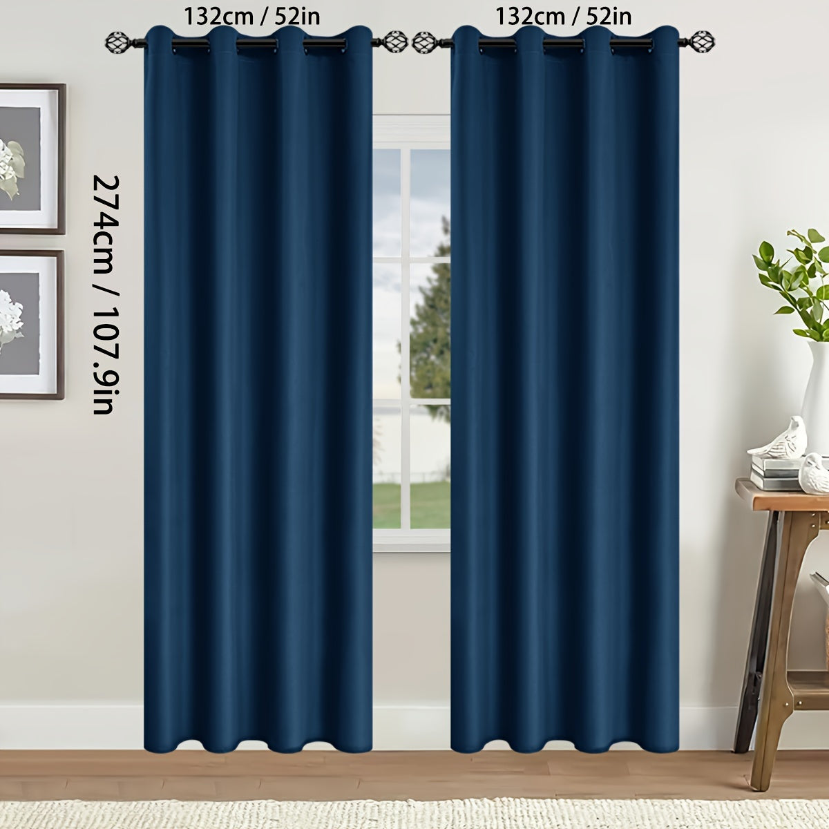 Rideaux occultants thermiques avec œillets pour salon et chambre - 2 panneaux