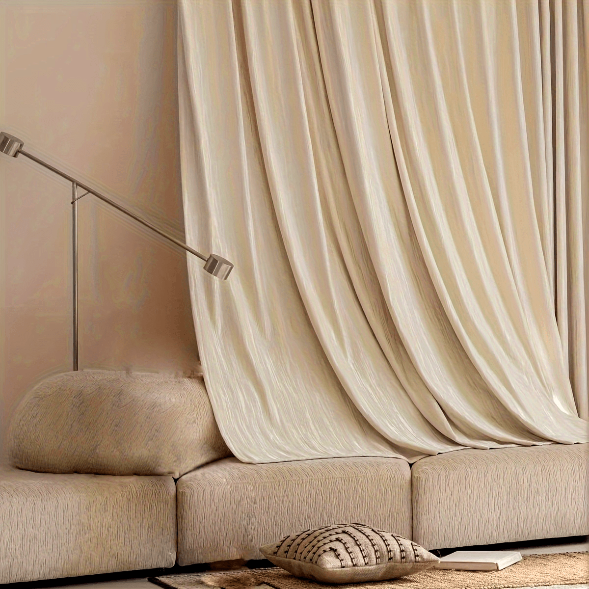 Rideau occultant jacquard chenille beige style français pour salon