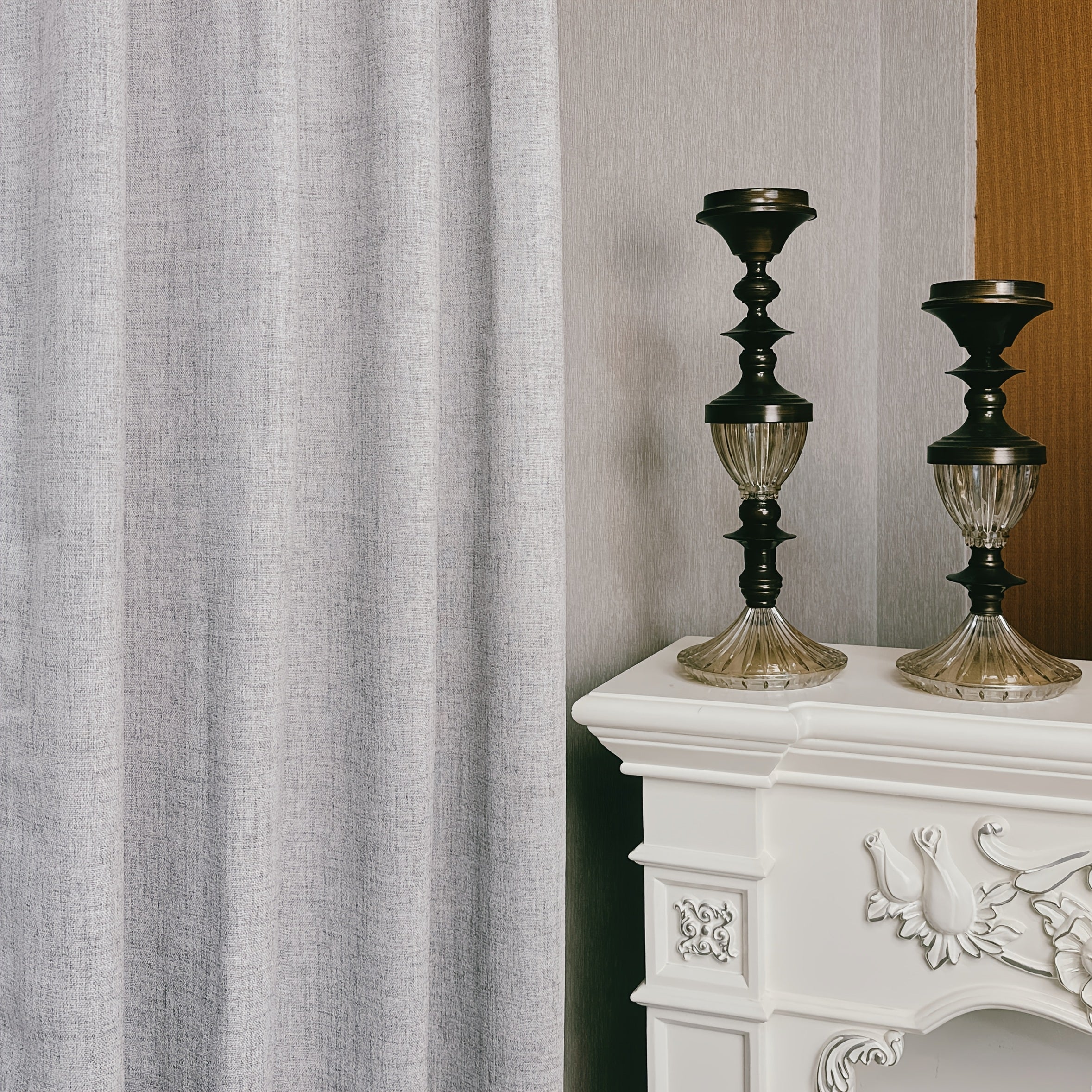 Rideau tamisant effet lin imitation chanvre pour salon et chambre (2 panneaux)