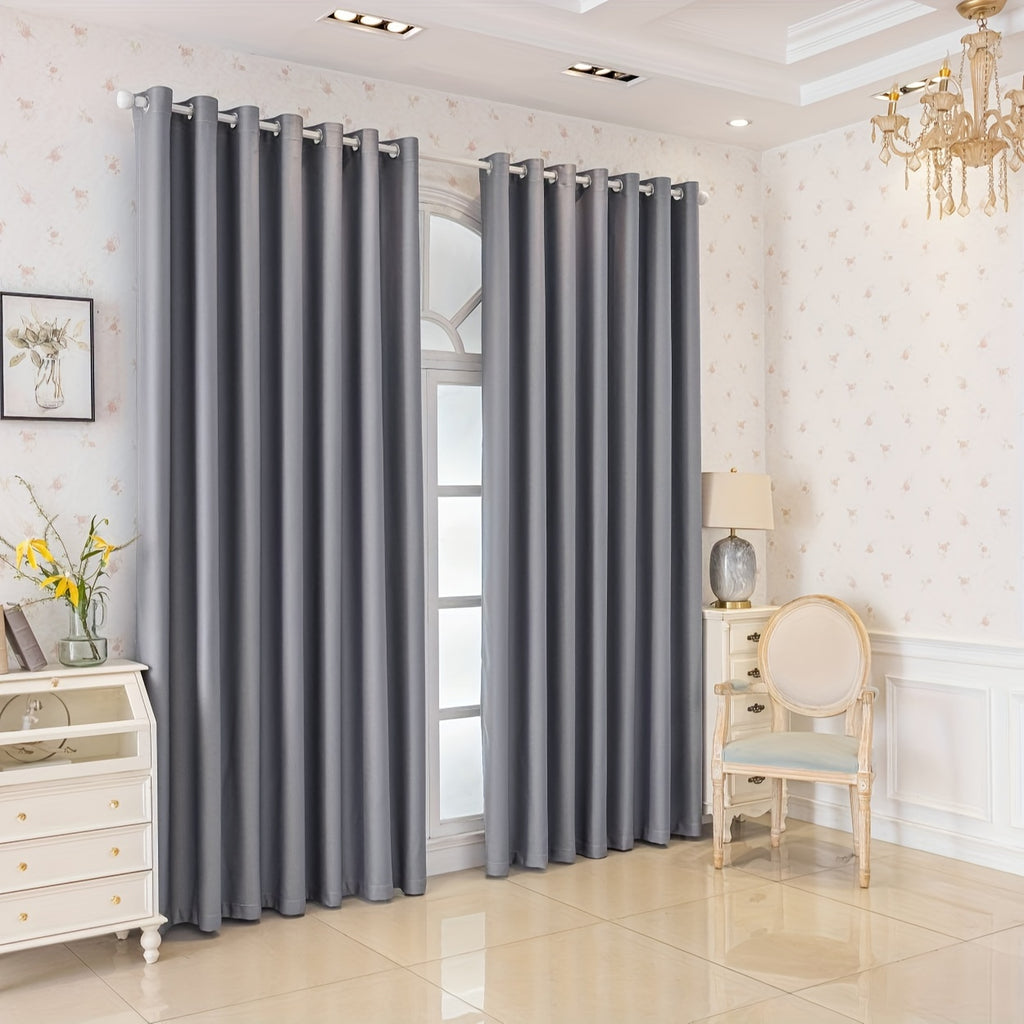 Rideaux occultants gris épais en polyester, hauteur 200 à 239 cm