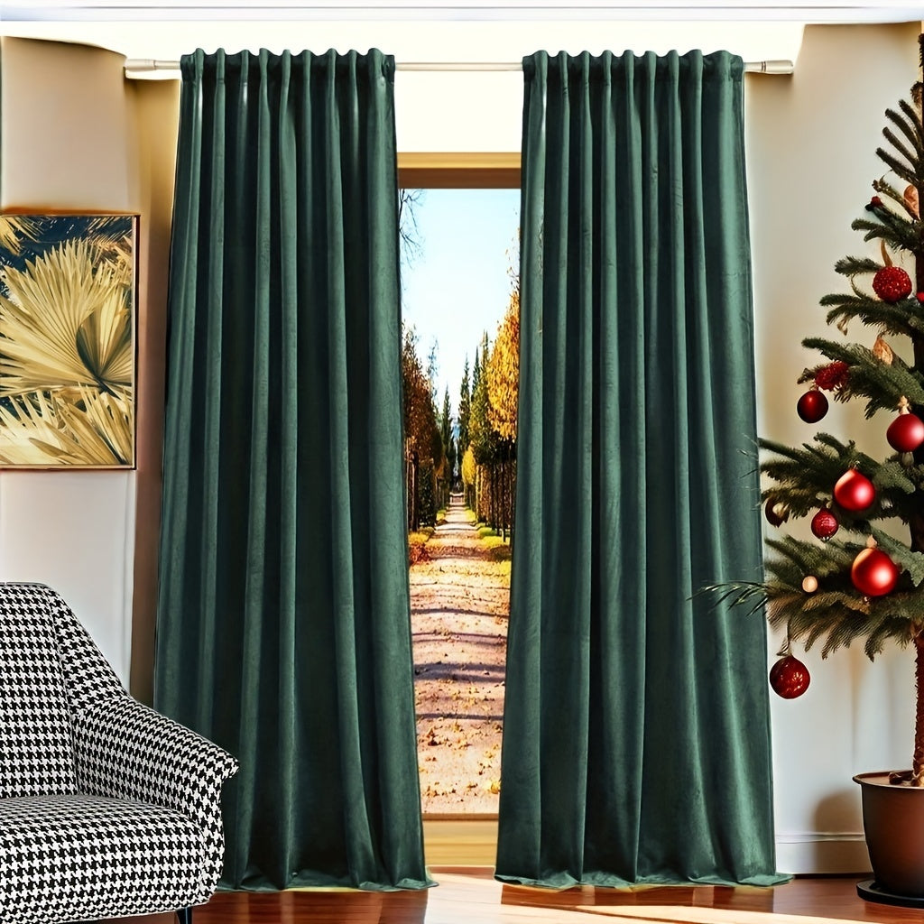 Rideaux courts en velours tamisant pour petite fenêtre et cuisine (2 p, hauteur moins de 160 cm