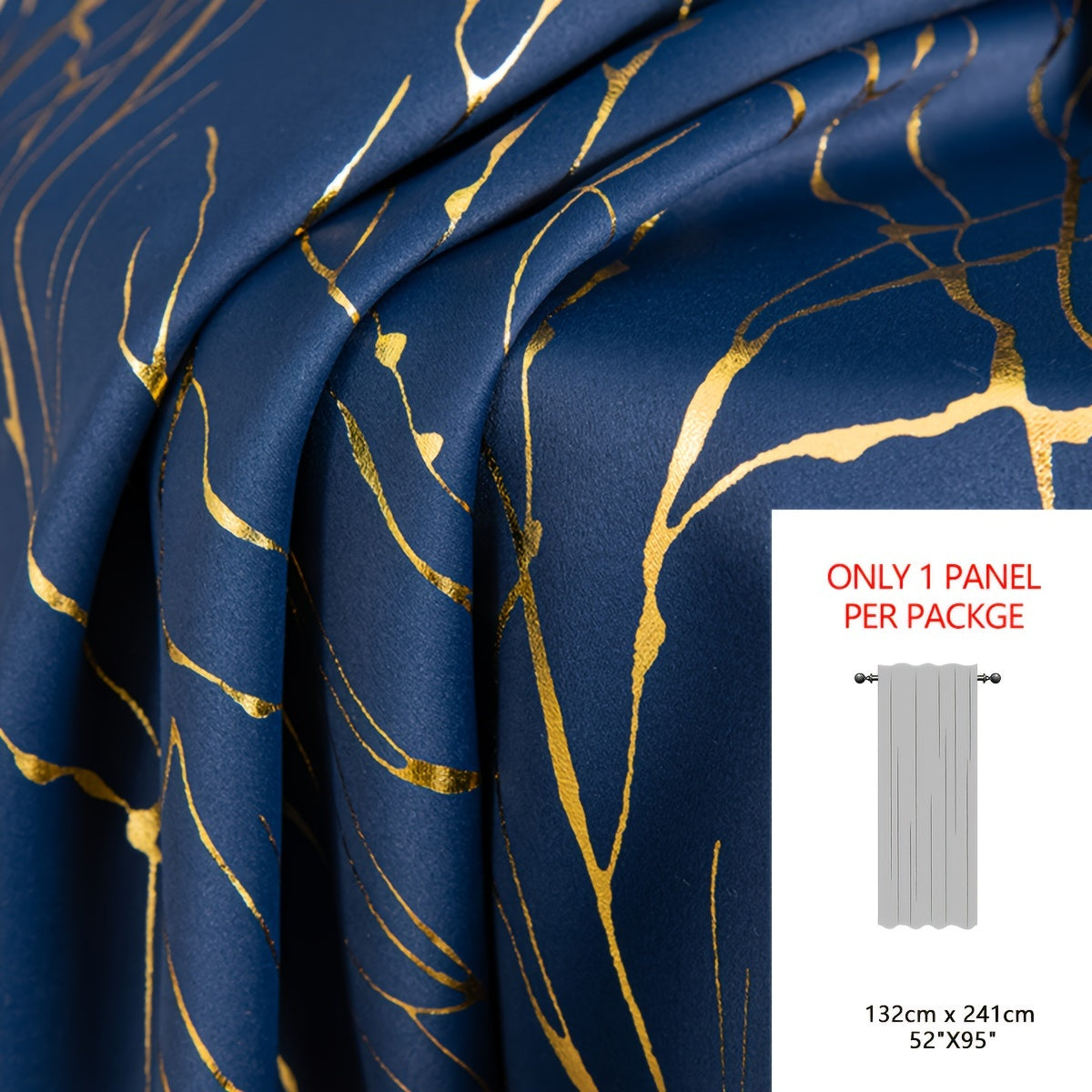 Rideau occultant à motifs branches dorées en polyester pour chambre