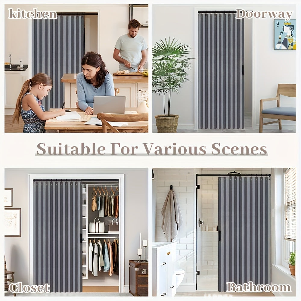 Rideau de porte magnétique occultant en polyester avec tringle incluse
