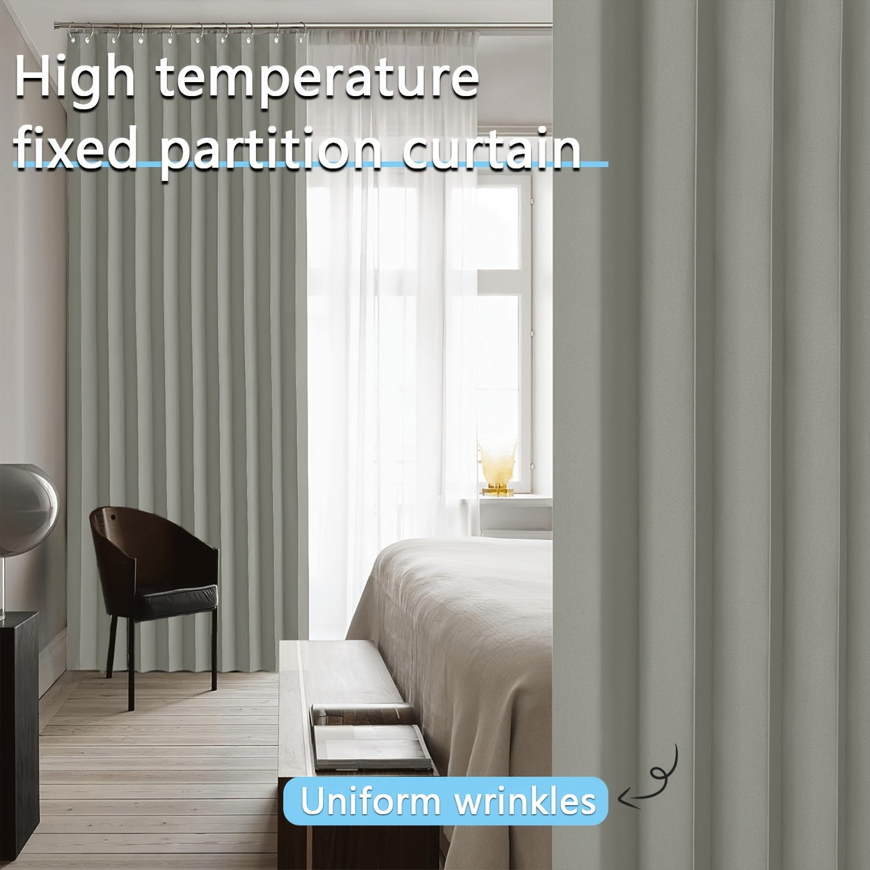 Rideau accordéon occultant en tissu Oxford pour séparation et intimité
