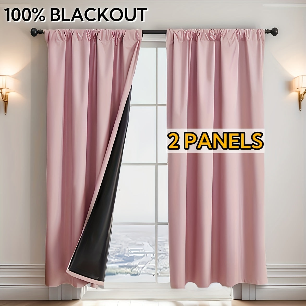 Rideaux occultants 100 % blackout à double panneau pour chambre et salon au style moderne