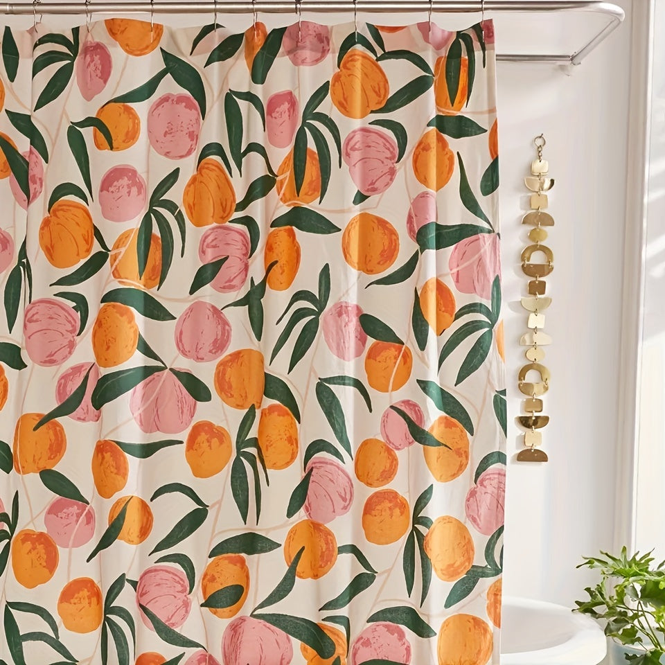 Rideau de douche en polyester imperméable motif pêches décoratif