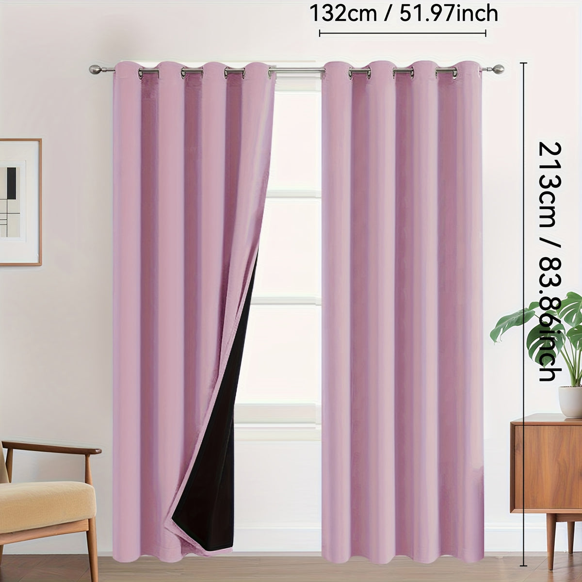 Rideaux occultants 100 % blackout à œillets – lot de 2 panneaux pour chambre et salon