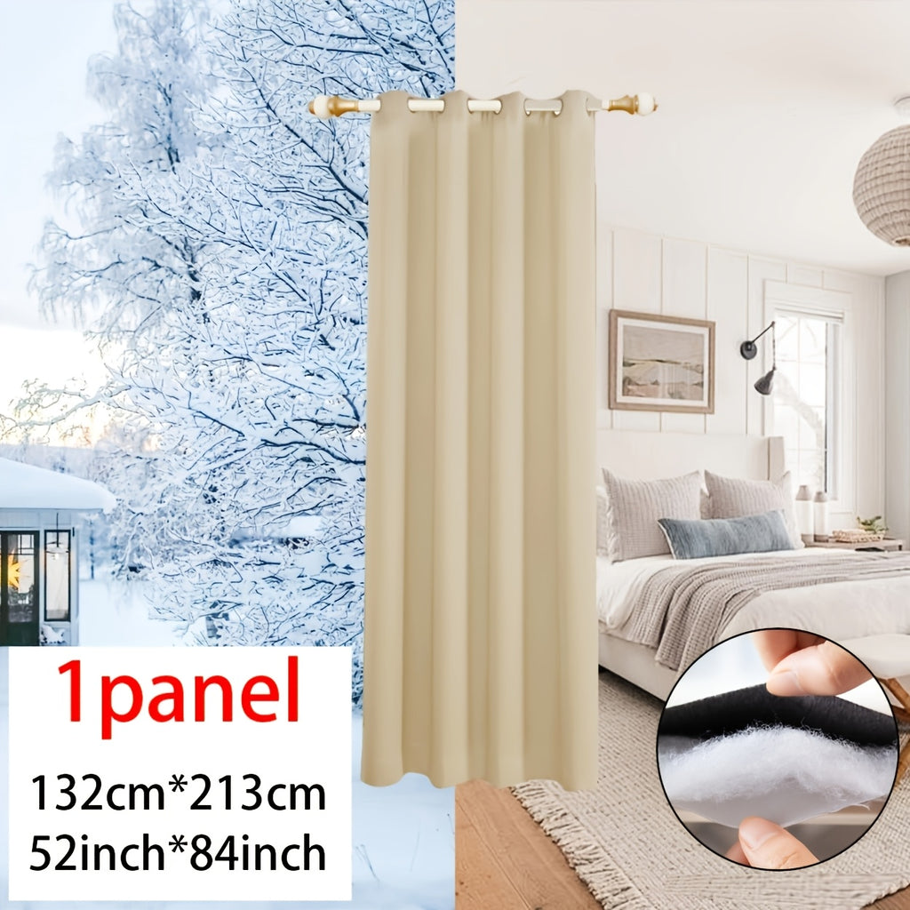 Rideau thermique occultant épais hiver coupe-vent à œillets, beige