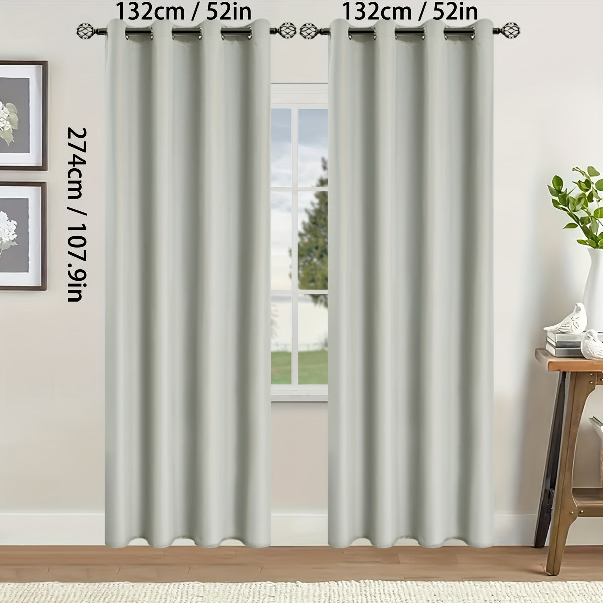 Rideaux occultants thermiques avec œillets pour salon et chambre - 2 panneaux