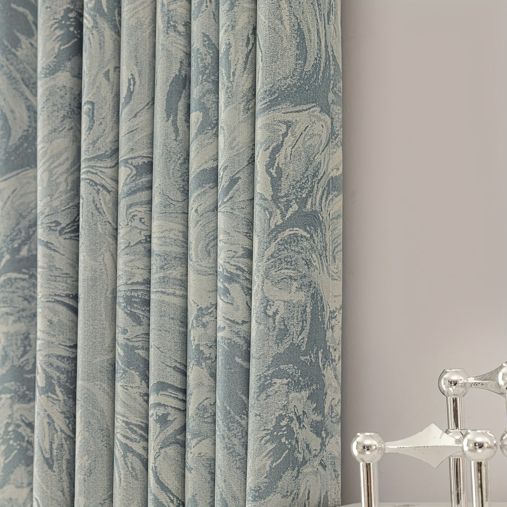 Rideau occultant bleu motif géométrique moderne en polyester, hauteur 200 à 239 cm