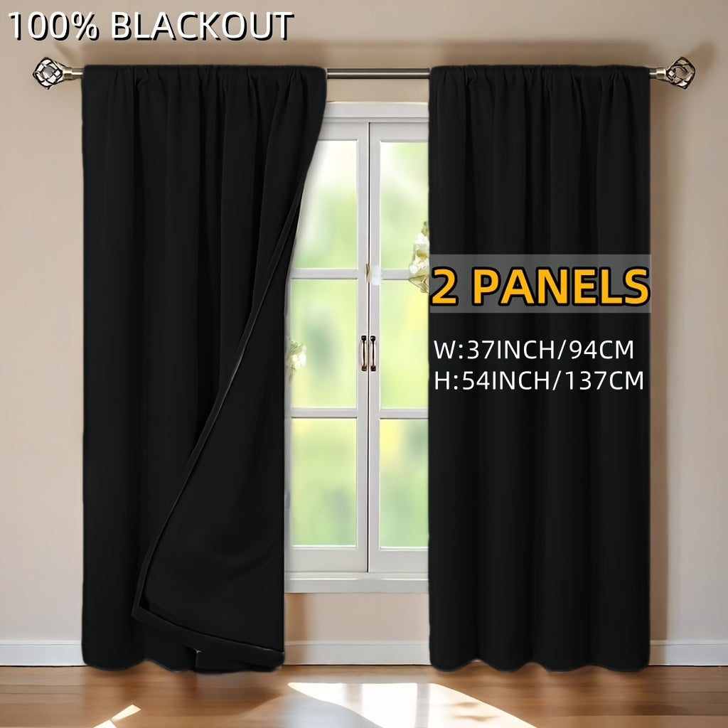 Rideaux occultants 100 % blackout à passe-tringle – lot de 2 panneaux pour chambre et salon