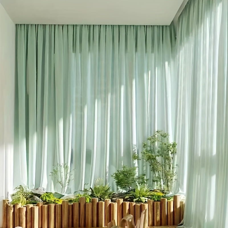 Rideau voilage vert nordique tamisant, largeur 140 à 199 cm