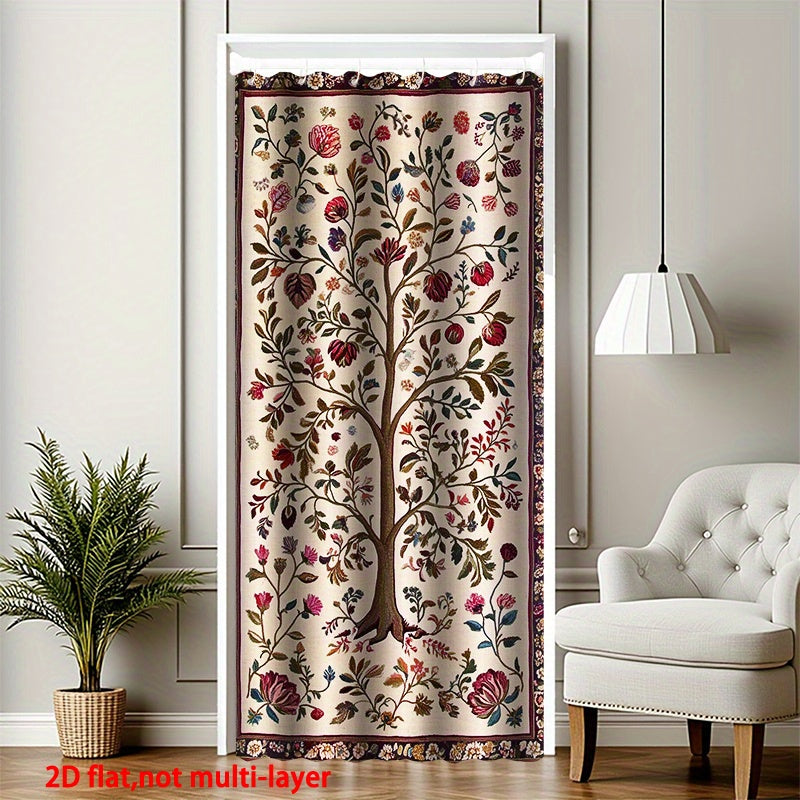Rideau de porte occultant arbre de vie en polyester pour cuisine 100x200 cm