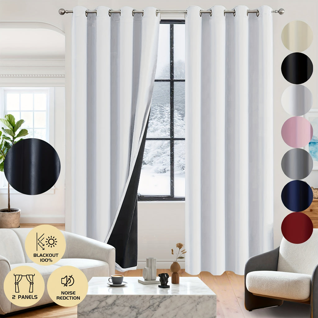 Rideaux occultants 100% blackout en polyester thermique (2 panneaux), largeur moins de 100 cm