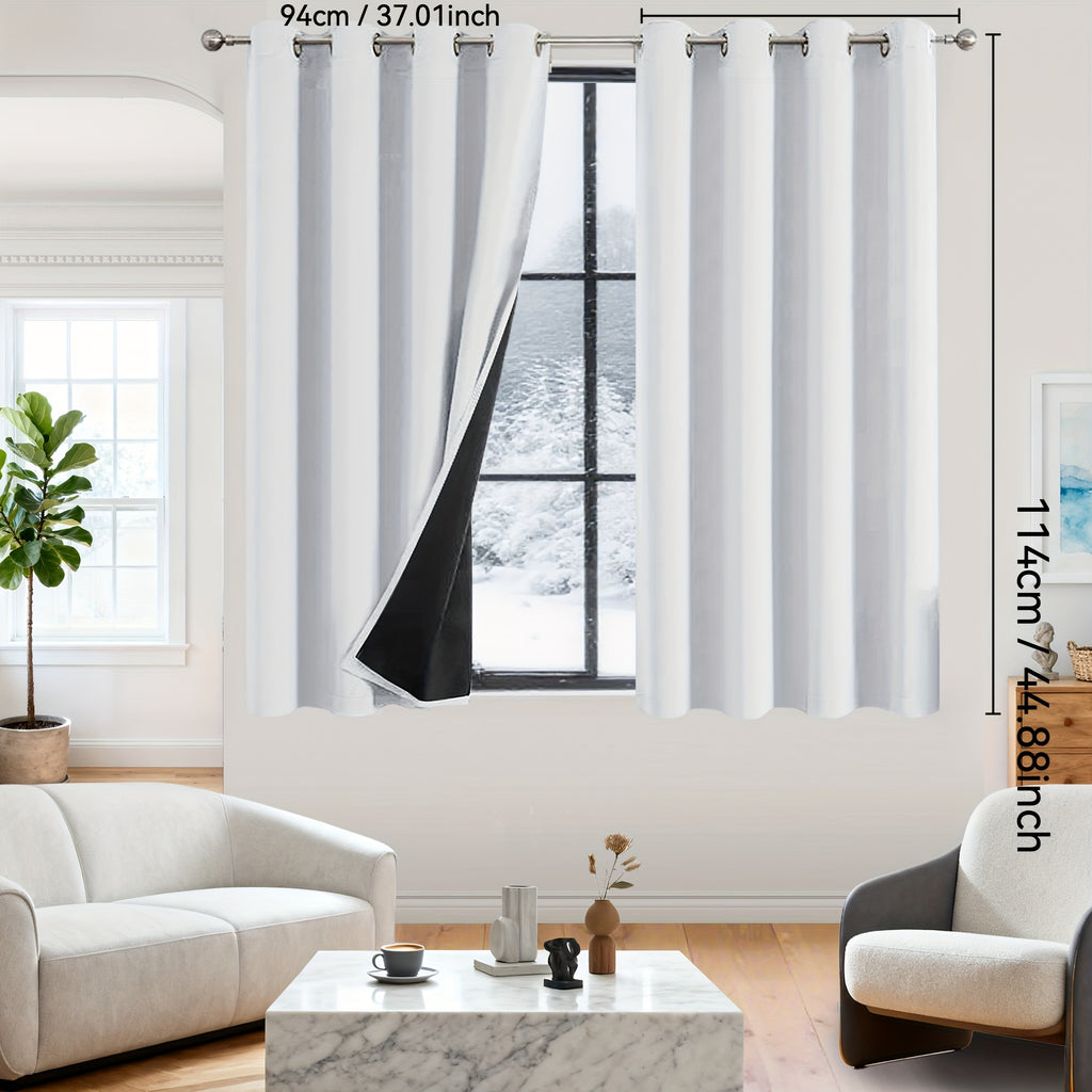 Rideaux occultants 100% blackout en polyester thermique (2 panneaux), blanc