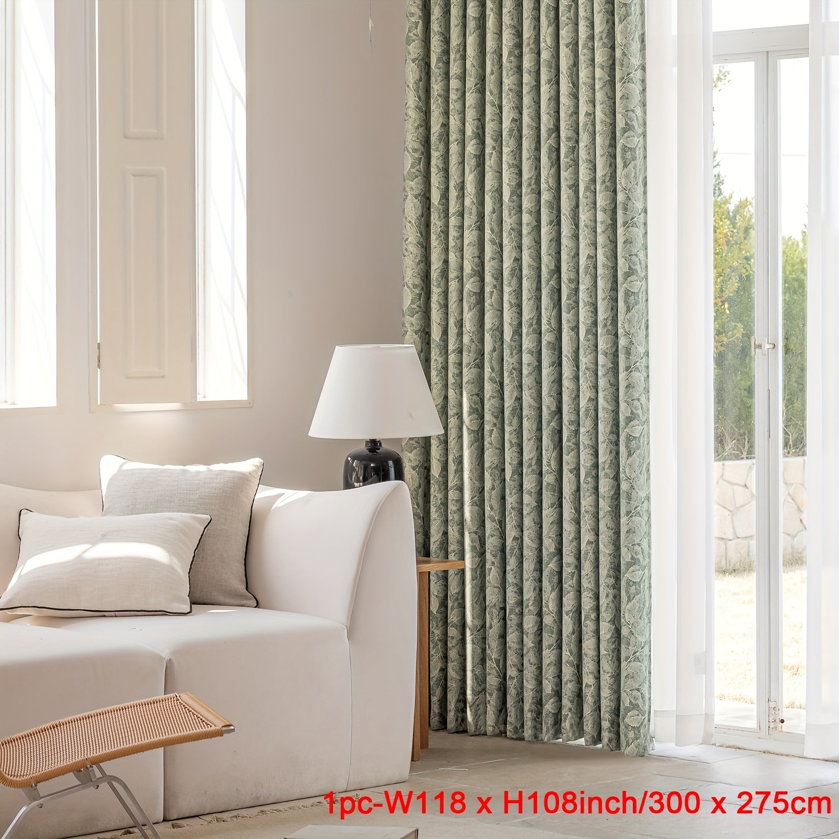 Rideau occultant jacquard feuille en chenille style vintage pour salon