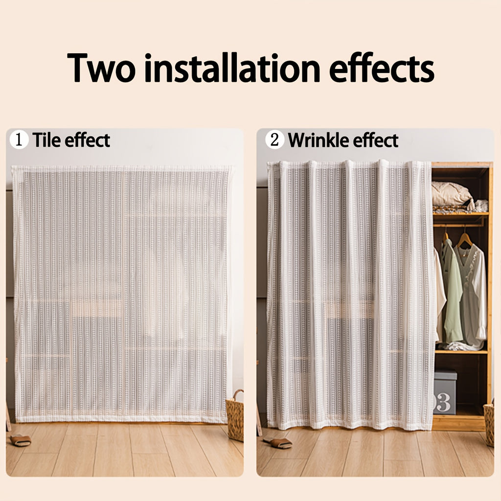 Rideau jacquard cœur tamisant auto-adhésif pour placard et petite fenê, largeur 140 à 199 cm