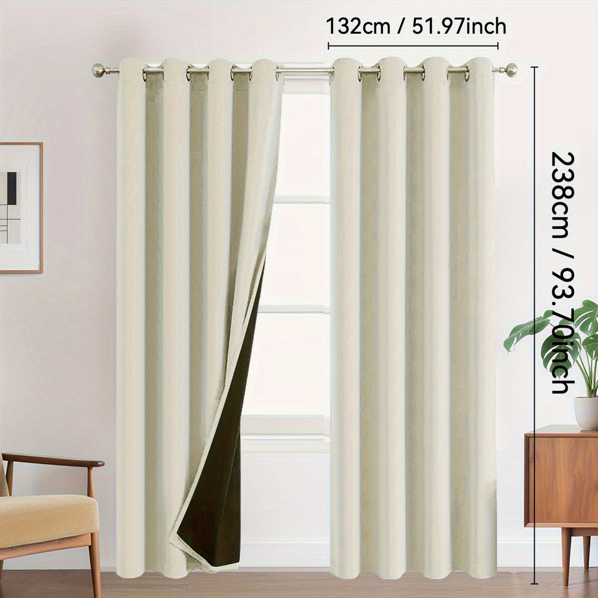 Rideaux occultants 100 % blackout à œillets – lot de 2 panneaux pour chambre et salon