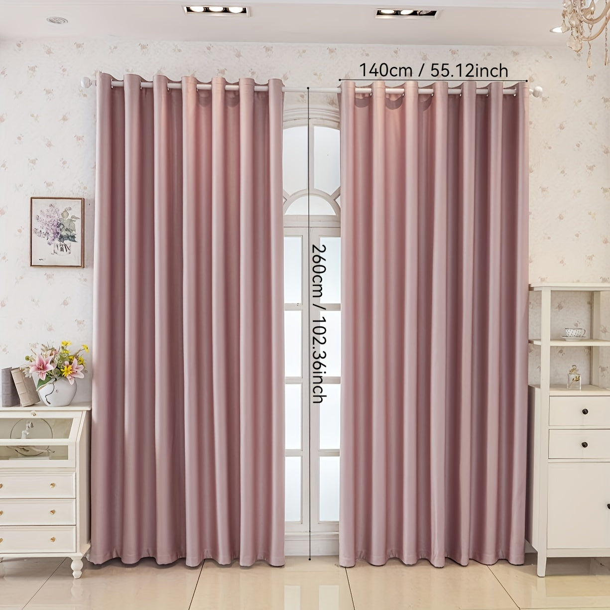Rideaux occultants unis en polyester pour chambre et bureau (2 panneaux)