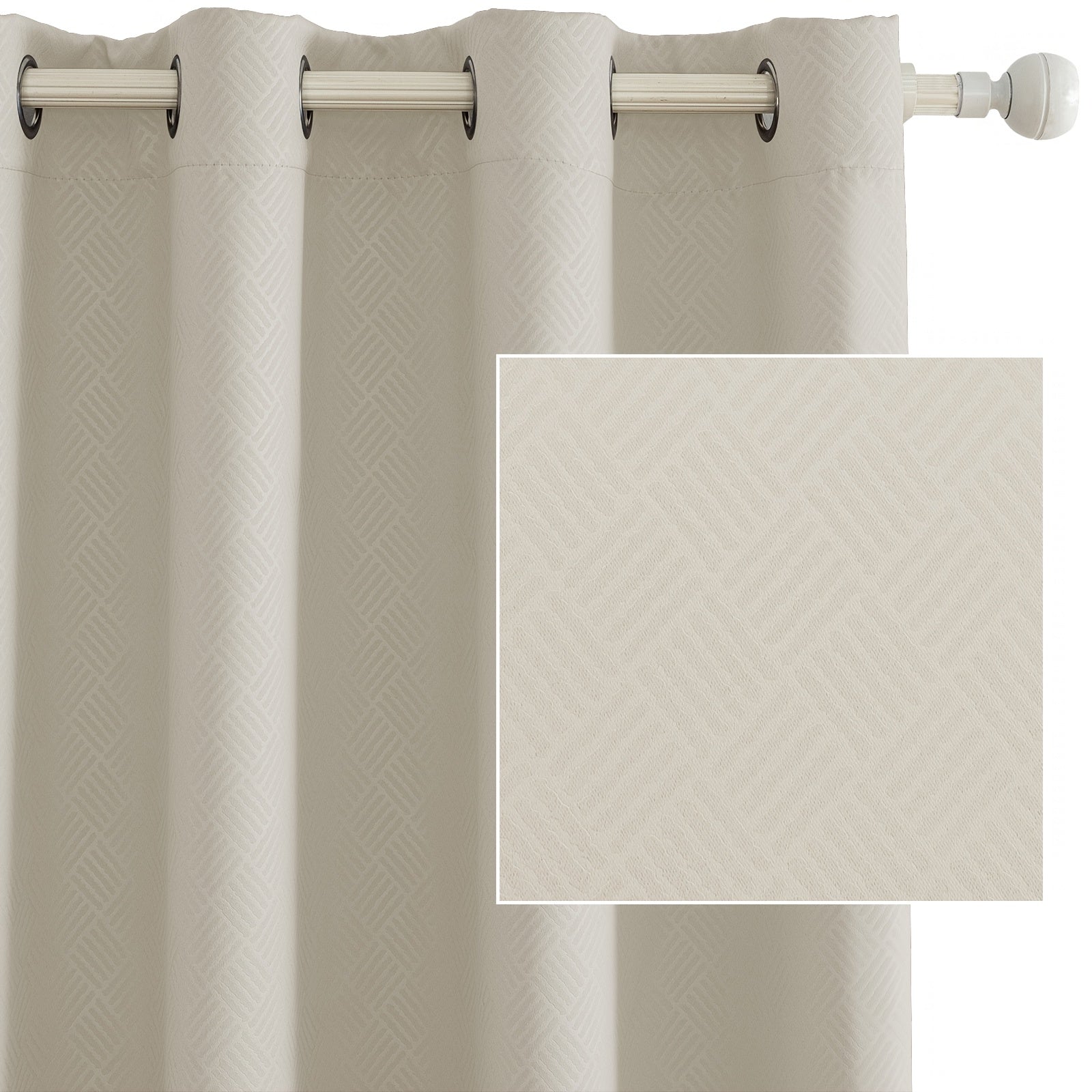 Rideaux occultants géométriques isolants à œillets pour chambre (2 panneaux)