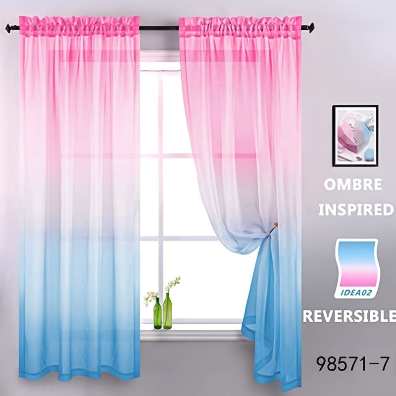 Rideau voilage dégradé ombré en polyester tamisant, largeur 100 à 139 cm