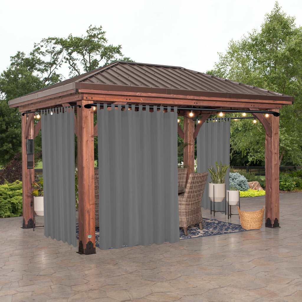 Rideau extérieur occultant pour pergola et terrasse, hauteur 270 cm et plus
