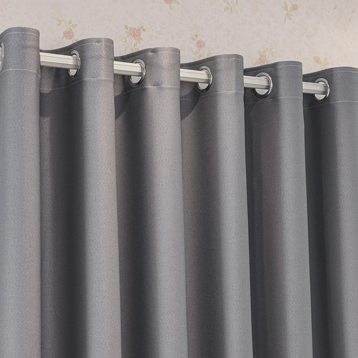 Rideaux occultants gris en polyester pour chambre et salon (2 panneaux)