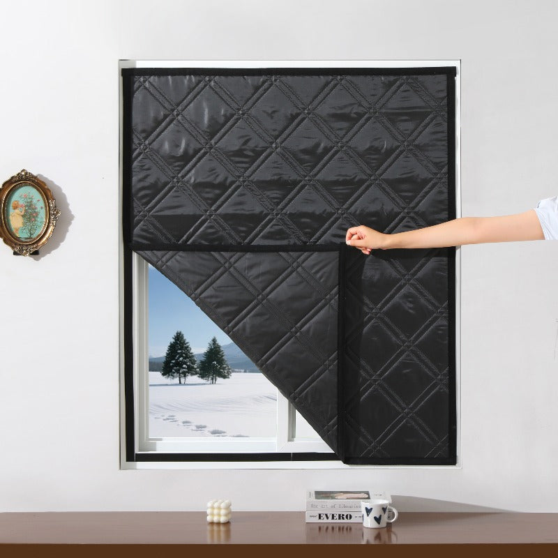 Rideau thermique occultant noir matelassé isolation hiver sans perçage