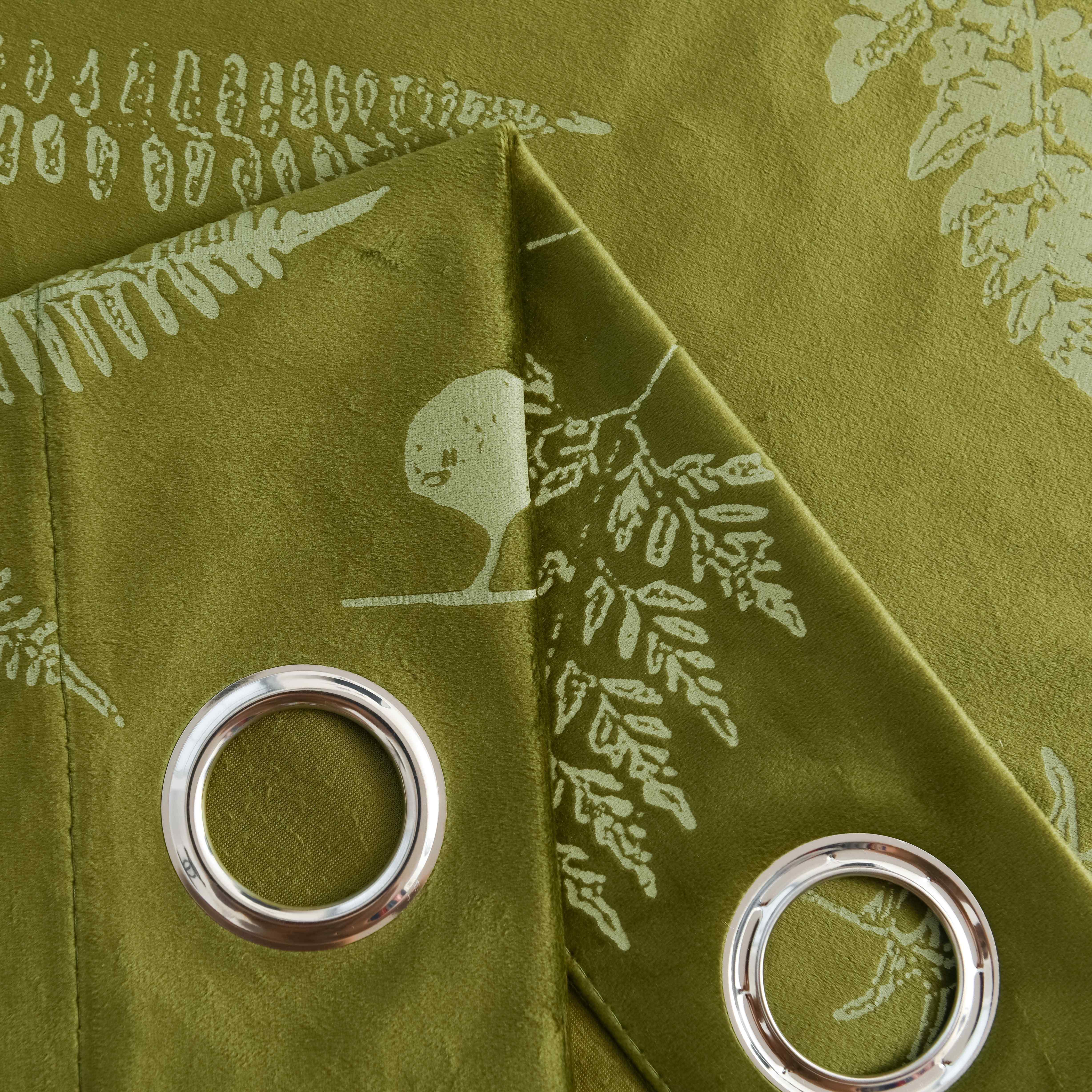 Rideau velours à œillets motif feuillage isolant thermique
