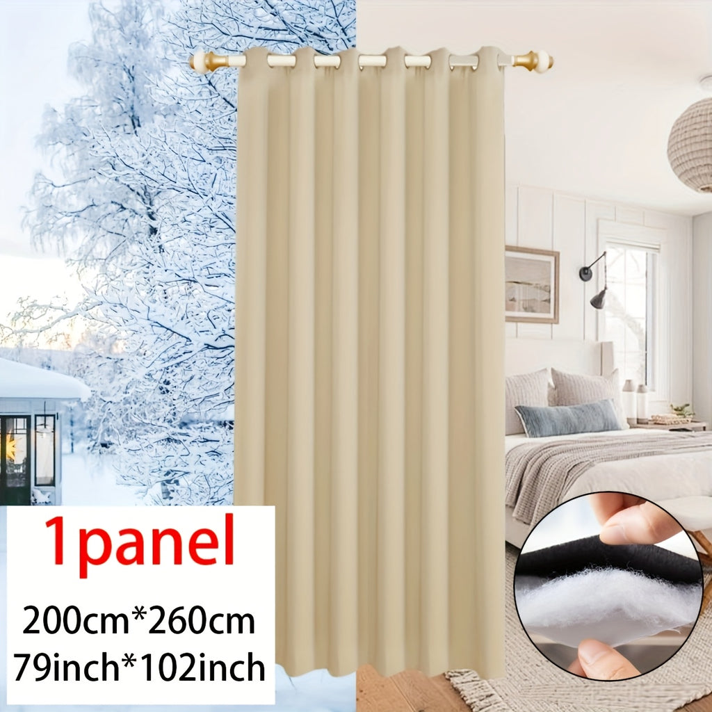 Rideau thermique occultant épais hiver coupe-vent à œillets, beige