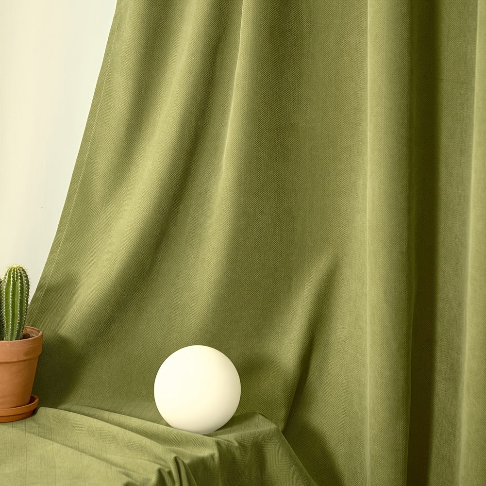 Rideau occultant chenille épais vintage œillets métal