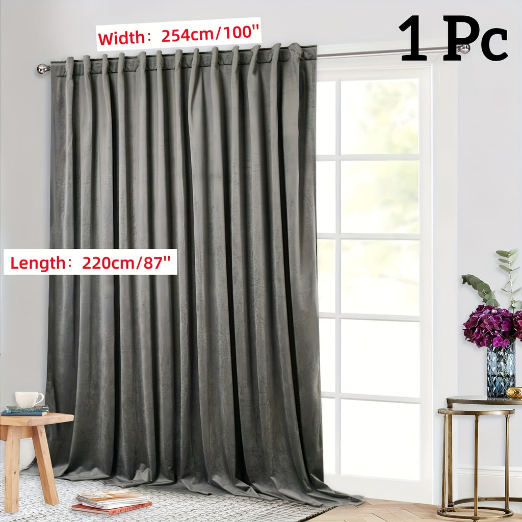 Rideau flanelle occultant large en polyester pour porte-fenêtre, argent