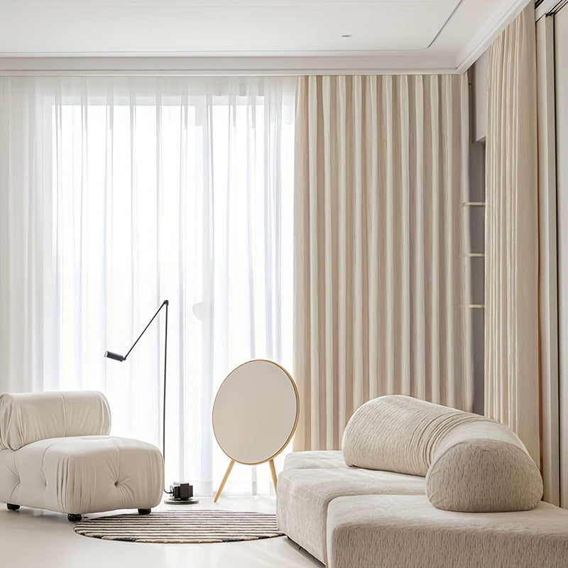 Rideau occultant jacquard chenille beige style français pour salon