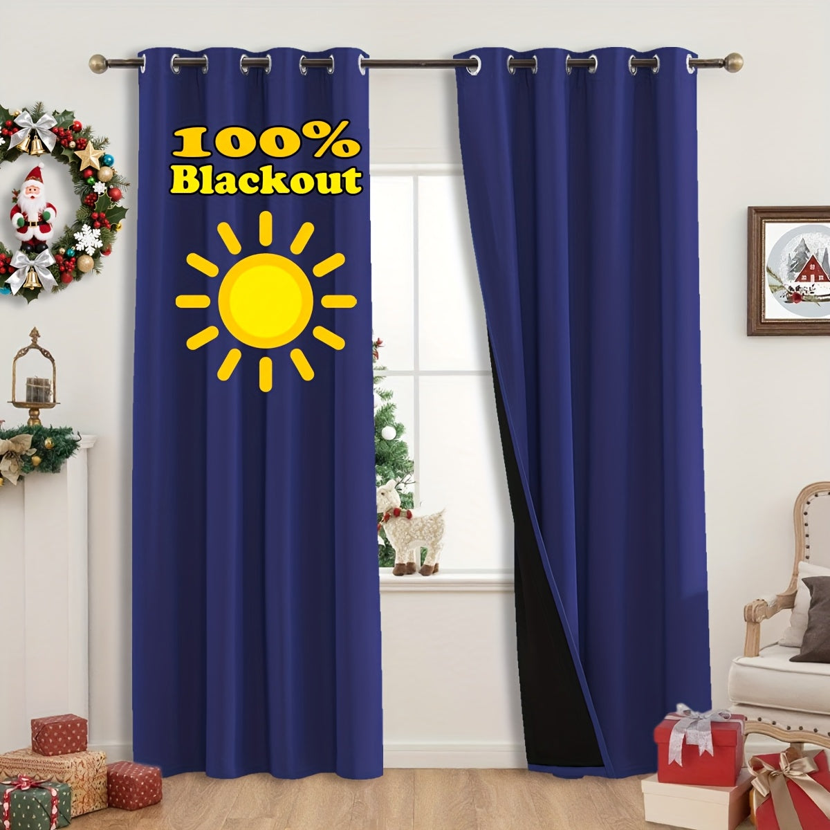 Rideaux occultants thermiques 100 % blackout à œillets – lot de 2 panneaux