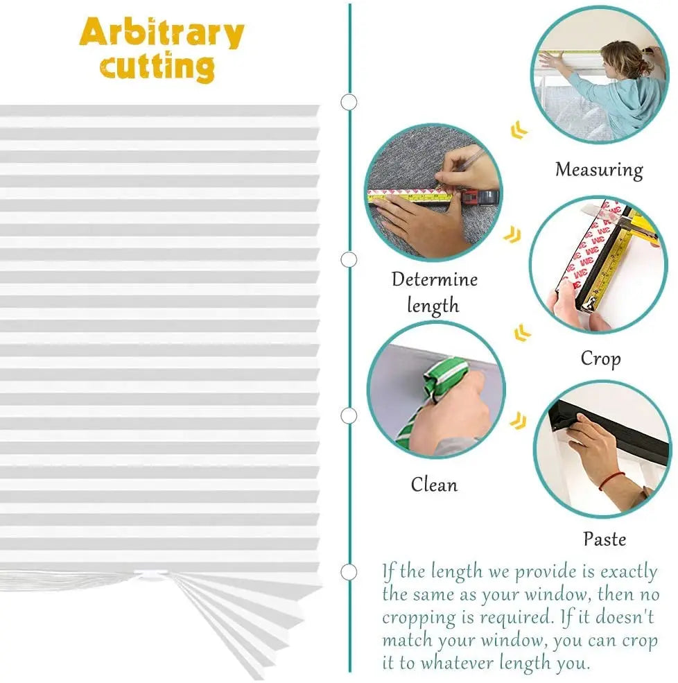 Store plissé occultant adhésif sans perçage tissu filtrant pour fenêtre et porte