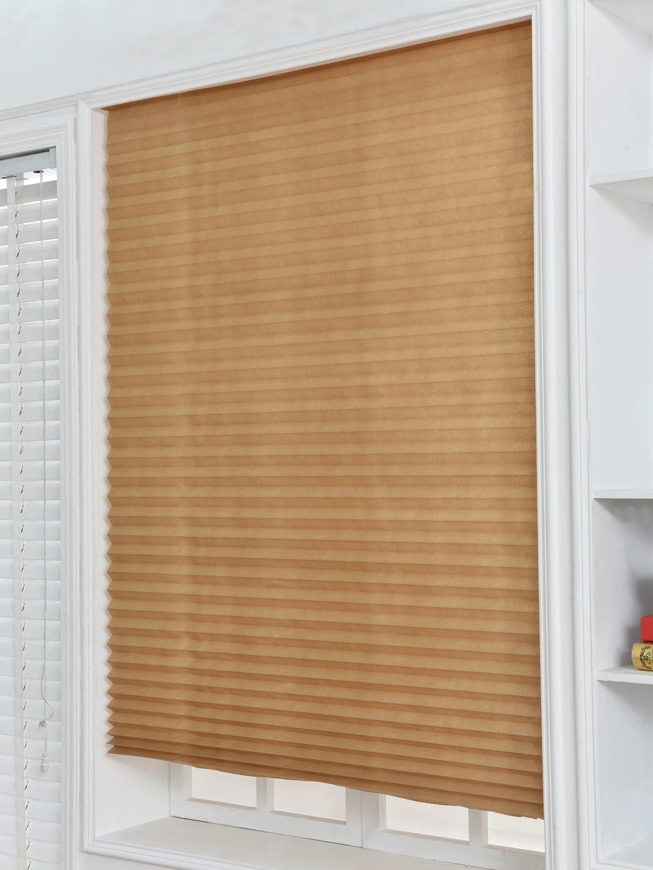 Store plissé occultant adhésif sans perçage tissu filtrant pour fenêtre et porte