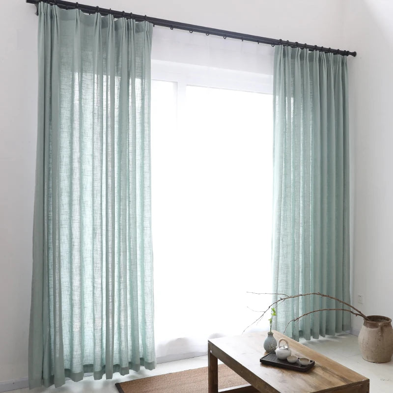 Rideau voilage coton lin moderne tamisant pour salon et chambre