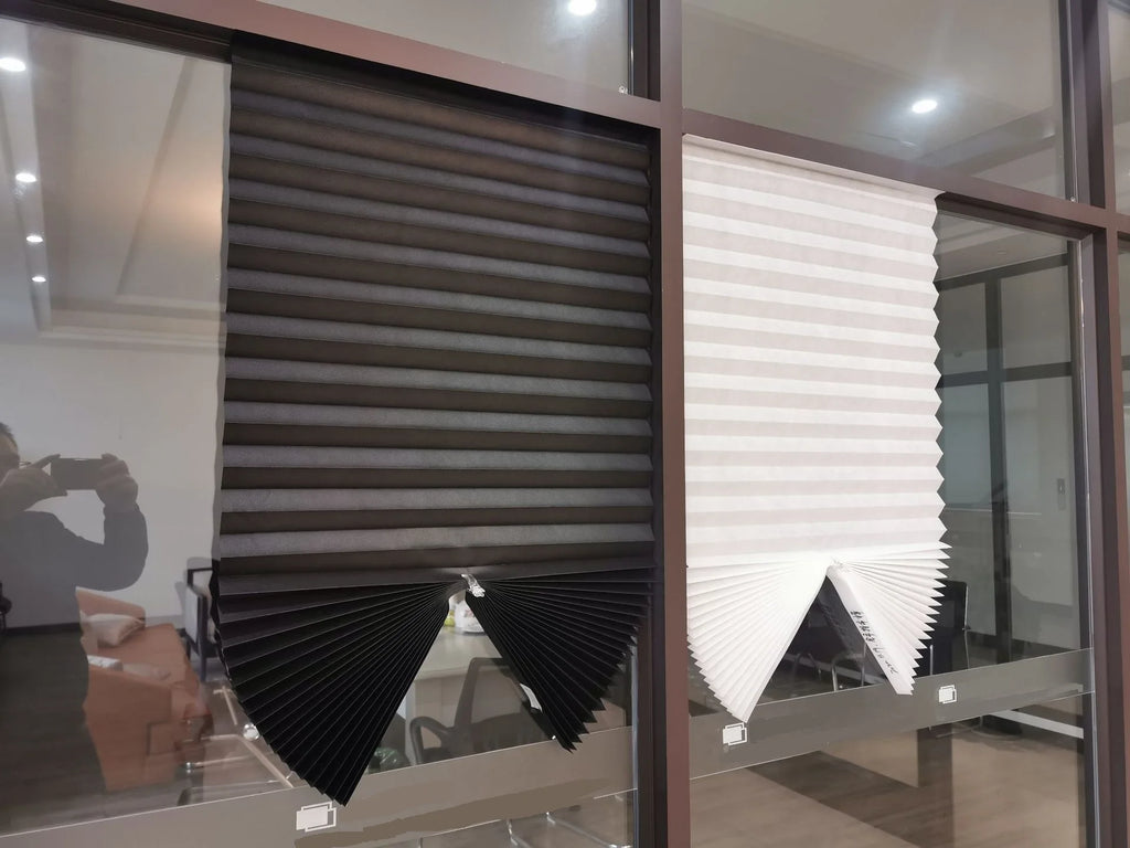 Store plissé tamisant sans perçage en tissu non tissé pour fenêtre fac, hauteur moins de 160 cm