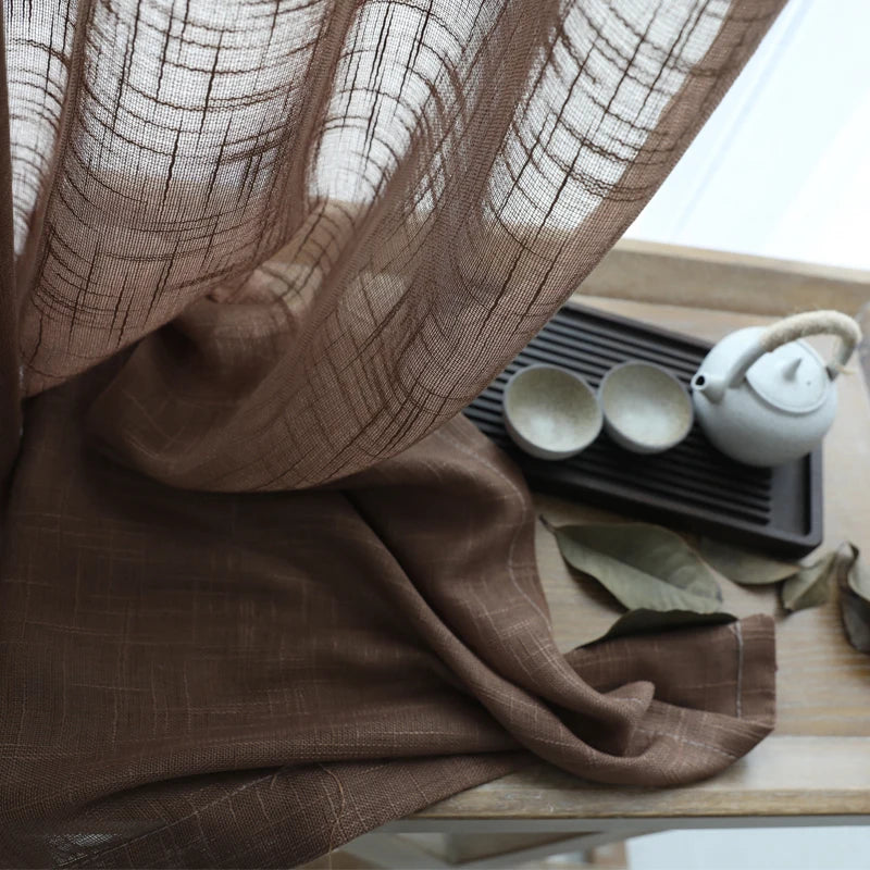 Rideau voilage lin moderne uni tamisant pour salon et chambre