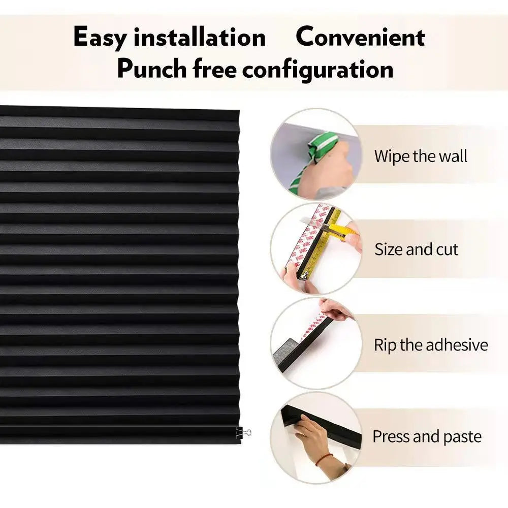 Stores plissés adhésifs – Protection solaire, filtre de lumière, installation facile sans perçage