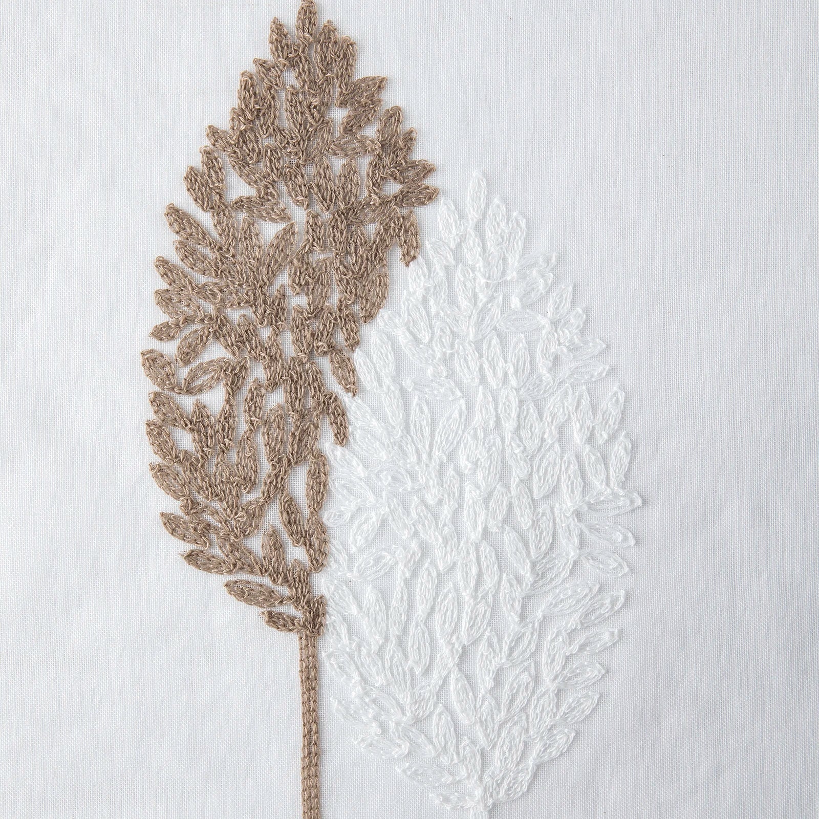 Rideaux voilage brodés feuilles en polyester pour salon et chambre (2 panneaux)
