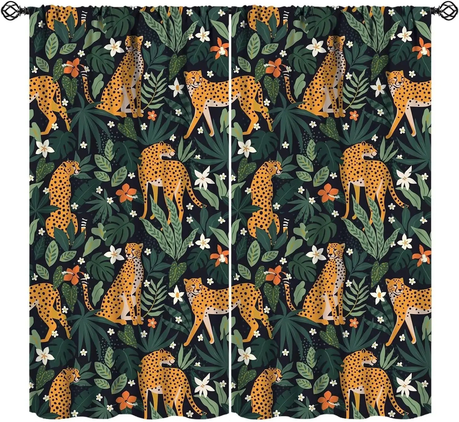 Rideaux léopard jungle occultants à motifs (lot de 2)