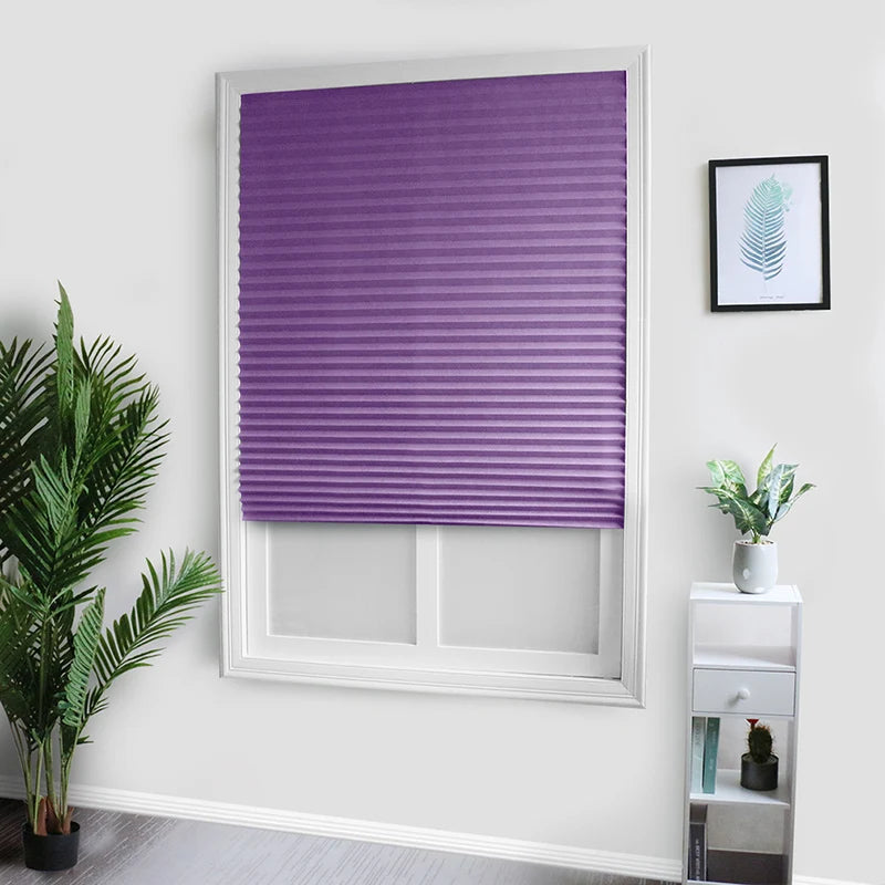 Store plissé adhésif semi occultant tissu polyester pour fenêtre salle de bain et balcon (60 x 150CM)