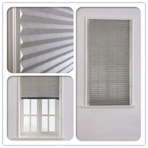 Store plissé tamisant sans perçage en tissu non tissé pour fenêtre fac, gris