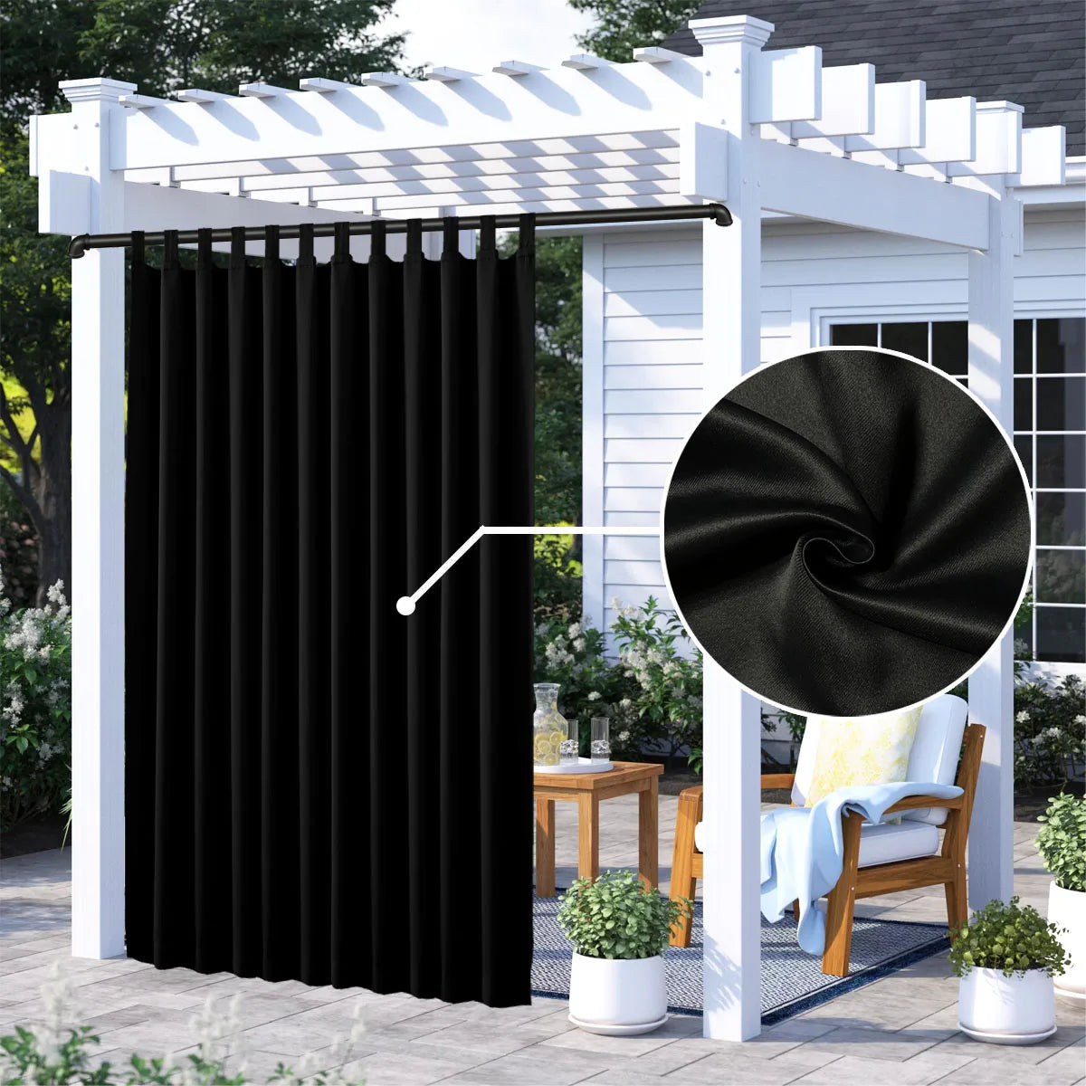 Rideau extérieur occultant thermique imperméable pour pergola et terrasse