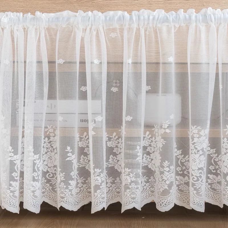 Rideau brise bise dentelle blanche florale tamisant pour cuisine fenêtre ( 1 pièce )