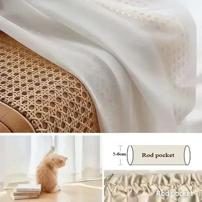Voilage blanc en polyester effet tulle épais tamisant, largeur 200 à 299 cm