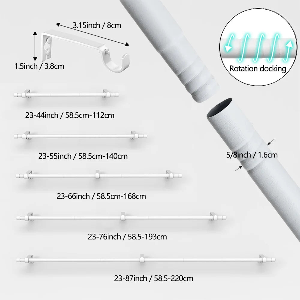 Tringle à rideaux extensible en métal robuste pour fenêtres 23 à 80 pouces
